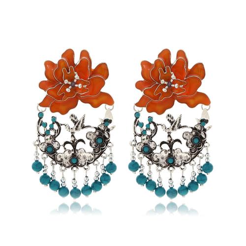 Enamel Zinc Alloy Stud Earring, with Synthetic Turquoise, fashion jewelry & for woman 