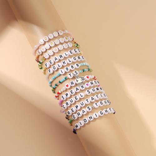 Acrylic Bracelets, Zinc Alloy, with Seedbead & Polymer Clay & Plastic, plated & for woman 