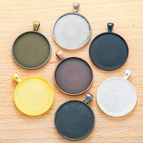 Zinc Alloy Pendant Cabochon Setting, Round, plated, DIY 