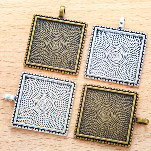 Zinc Alloy Pendant Cabochon Setting,  Square, plated, DIY [