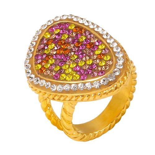 Titane Acier Bague, Acier titane, Placage, bijoux de mode & normes différentes pour le choix & pour femme & avec strass, plus de couleurs à choisir, Vendu par PC