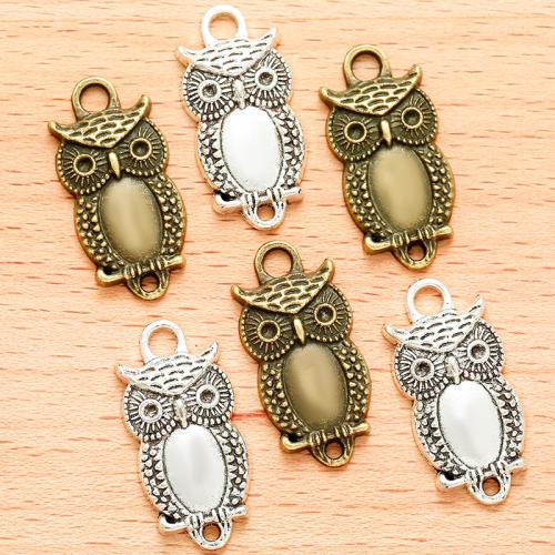 Animal Zinc Alloy Connector, Owl, plated, DIY & 1/1 loop [