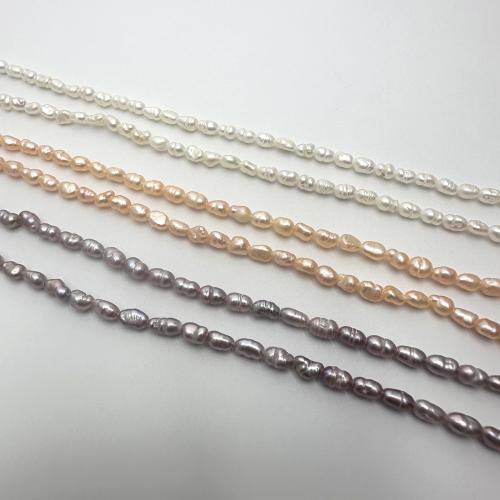 Perlas Arroz Freshwater, Perlas cultivadas de agua dulce, Bricolaje, más colores para la opción, 2-3mm, longitud:aproximado 37 cm, Vendido por Sarta