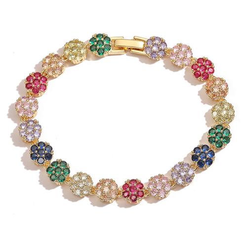 Cúbicos Circonia pulsera Latón de Micro pavimenta, metal, Joyería & micro arcilla de zirconia cúbica & para mujer, más colores para la opción, longitud:aproximado 18 cm, Vendido por UD