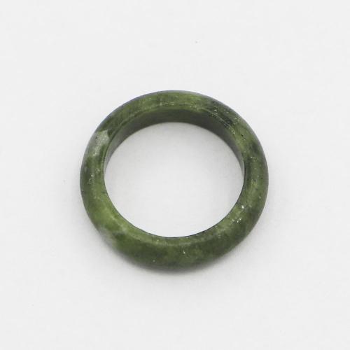 Gemstone Finger Ring, Natural Stone, Donut, Unisex, green, 6mm, Inner Approx 19mm 