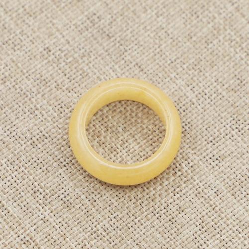 Gemstone Finger Ring, Jade Yellow, Donut, Unisex yellow, 6mm 