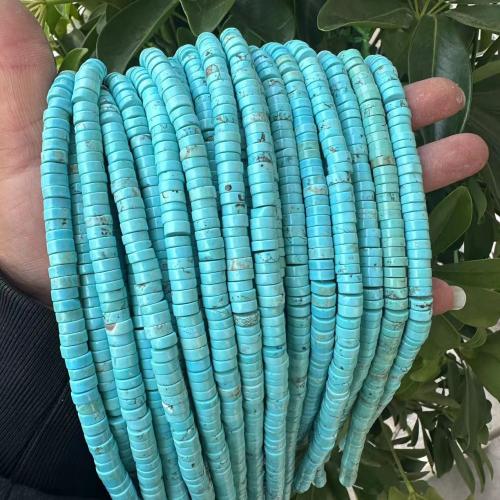 Perles en Turquoise naturelle, Plat rond, poli, DIY & normes différentes pour le choix, bleu turquoise Environ 38 cm, Vendu par brin