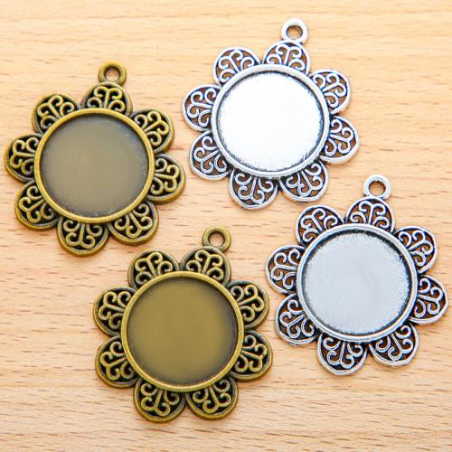 Zinc Alloy Pendant Cabochon Setting, Flower, plated, DIY 