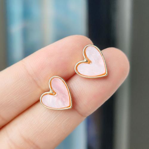 Enamel Zinc Alloy Stud Earring, Heart, plated, fashion jewelry 