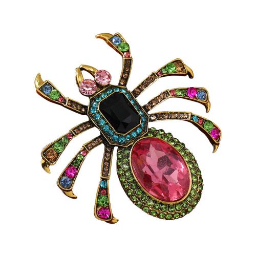 Broche de diamantes de imitación de la aleación de Zinc, Araña, chapado, Joyería & con diamantes de imitación, Rosado, 65x72mm, Vendido por UD