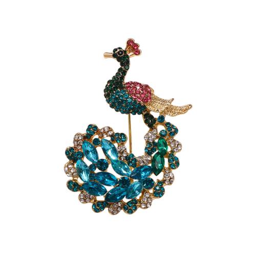 Broche de diamantes de imitación de la aleación de Zinc, Pavo Real, chapado, para mujer & con diamantes de imitación, más colores para la opción, 54x34mm, Vendido por UD