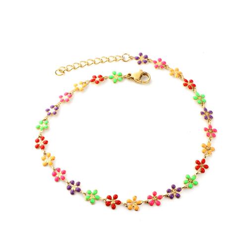 acero inoxidable 304 pulsera tobillera, con 1.2inch extender cadena, chapado, diferentes estilos para la opción & para mujer & esmalte, longitud:aproximado 8.7 Inch, Vendido por UD