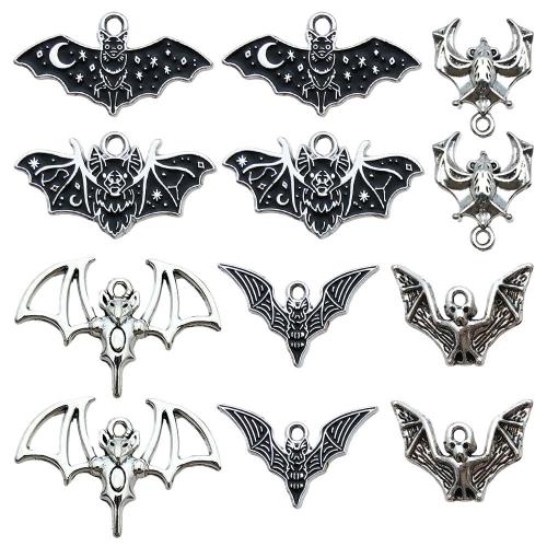 Zinc Alloy Enamel Pendants, Bat, antique silver color plated, DIY Approx [