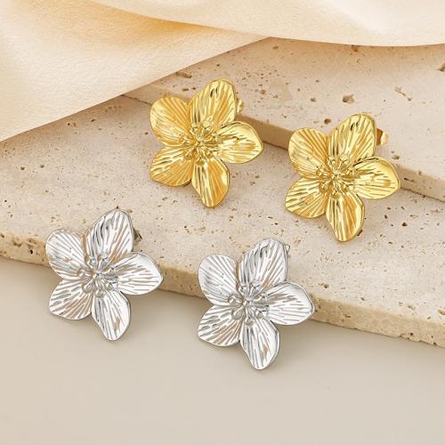 Titanium Steel Stud Earring, Flower, plated, for woman 