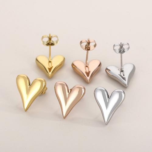 Titanium Steel Stud Earring, Heart, plated, for woman [