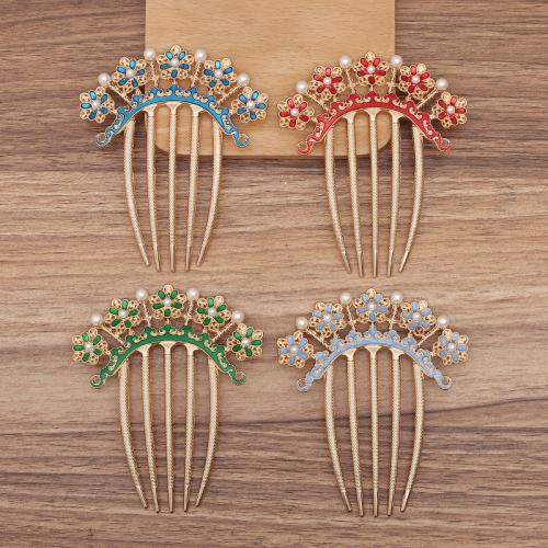 Decorative Hair Combs, Zinc Alloy, with Plastic Pearl, plated, DIY & enamel 