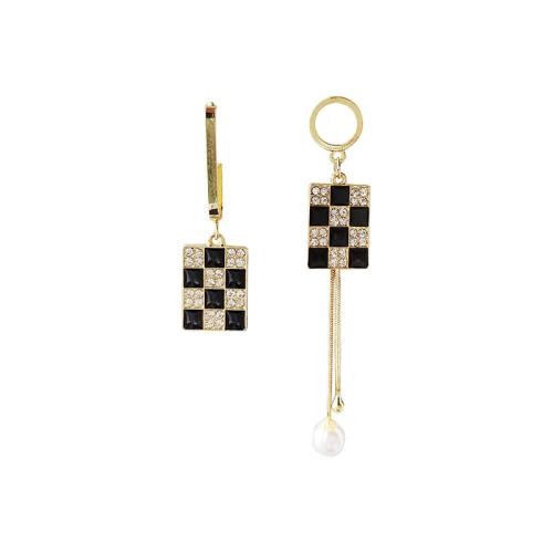 Asymmetric Earrings, Zinc Alloy, gold color plated, fashion jewelry & with rhinestone, golden [