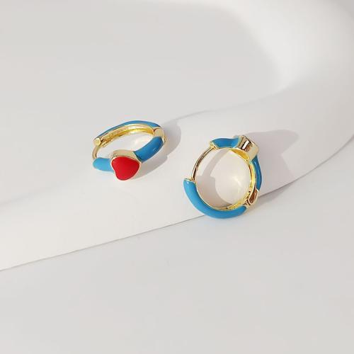 Enamel Zinc Alloy Drop Earring, gold color plated, fashion jewelry, blue 