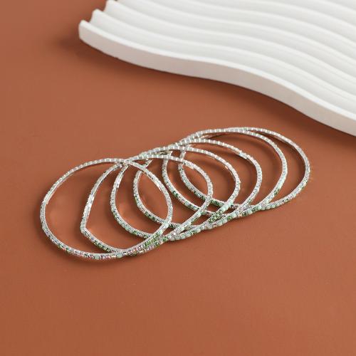 Pulseras de diamantes de imitación de la aleación de cinc, aleación de zinc, chapado, para mujer & con diamantes de imitación, hierba verde, longitud:aproximado 18 cm, 6PCs/Grupo, Vendido por Grupo