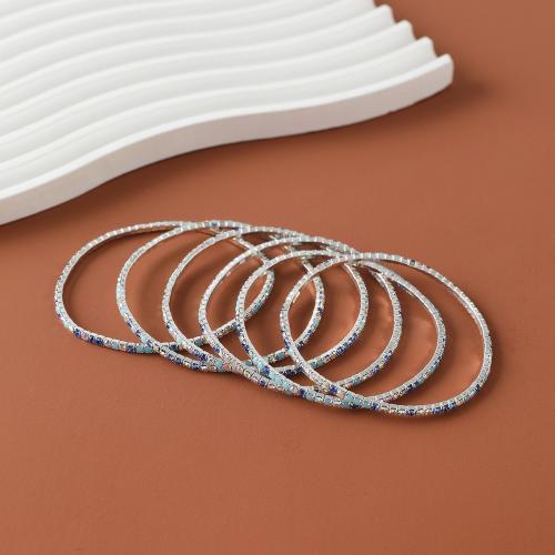 Pulseras de diamantes de imitación de la aleación de cinc, aleación de zinc, chapado, para mujer & con diamantes de imitación, azul, longitud:aproximado 18 cm, 6PCs/Grupo, Vendido por Grupo