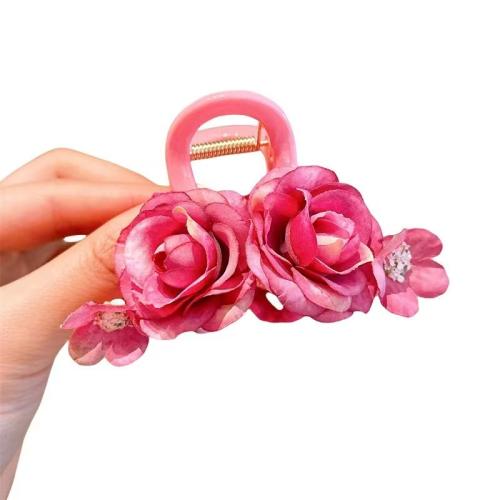 Hair Claw Clips, Zinc Alloy, with Cloth & Plastic, handmade, for woman 100mm 