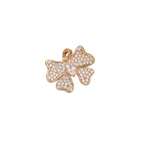 Cubic Zirconia Micro Pave Brass Pendant, Bowknot, plated, DIY & micro pave cubic zirconia 23mm [