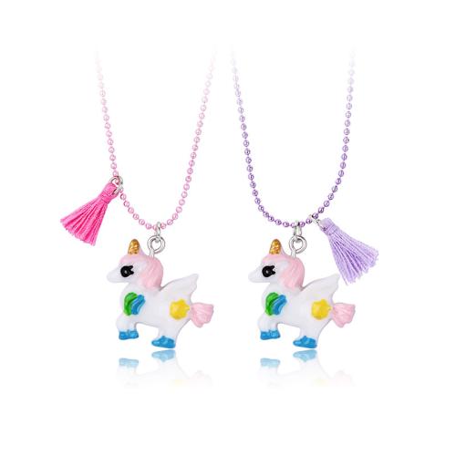 Enamel Zinc Alloy Necklace, with Cotton Thread & Resin, 2 pieces & Unisex, mixed colors Approx 41-50 cm [