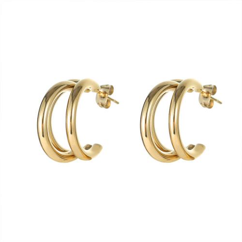 Titanium Steel Stud Earring, fashion jewelry & for woman, golden [