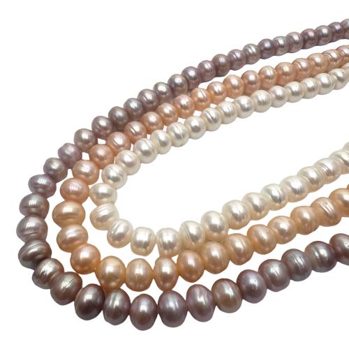 Natural Freshwater Pearl Loose Beads, Flat Round, DIY 8-9mm Approx 36 cm [