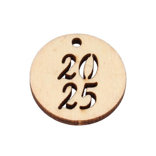 Original Wood Pendants, Flat Round, DIY & hollow Approx 2.5mm [