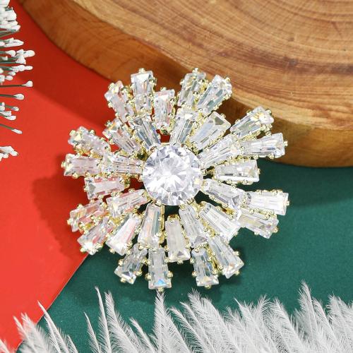 Rhinestone Zinc Alloy Brooch, Snowflake, plated, for woman & with rhinestone [