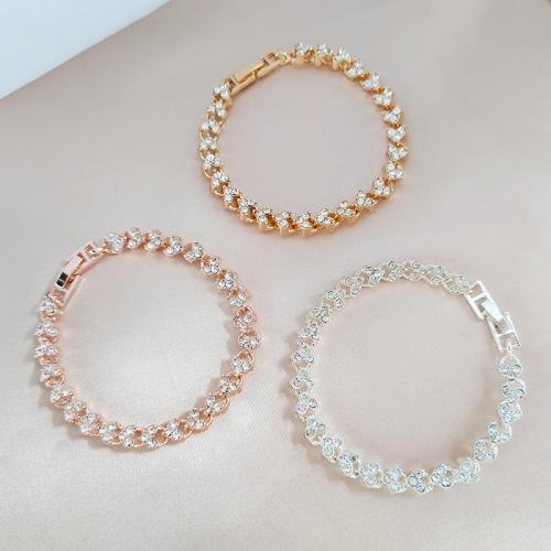 Moda pulseras de la aleación de Zinc, chapado, Joyería & micro arcilla de zirconia cúbica, más colores para la opción, longitud:17 cm, Vendido por UD[