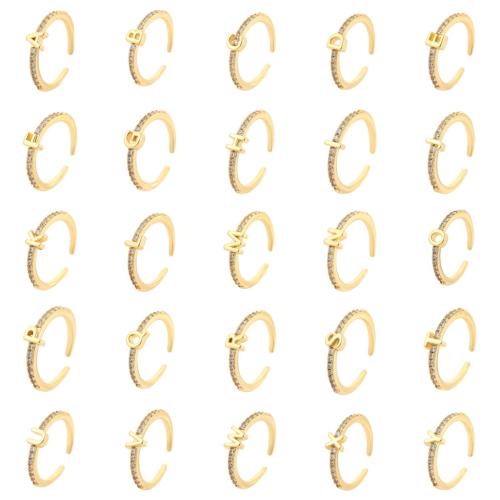 Cubic Zirconia Micro Pave Brass Finger Ring, 14K gold plated, Unisex & micro pave cubic zirconia [