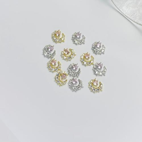 Zinc Alloy Charm Connector, plated, DIY & micro pave cubic zirconia 14mm [