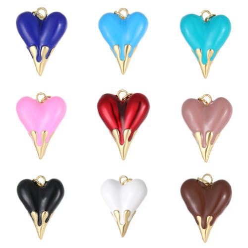 Brass Heart Pendants, plated, DIY & enamel [