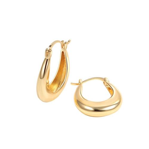 Brass Huggie Hoop Earring, plated, for woman [