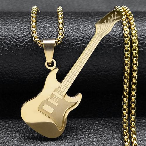 Stainless Steel Jewelry Necklace, 304 Stainless Steel, Guitar, fashion jewelry & Unisex Approx 60 cm [