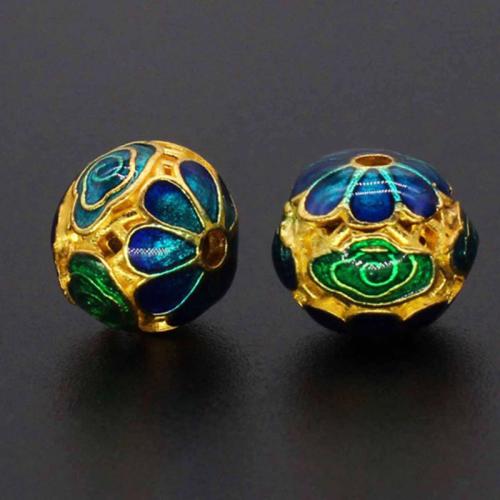 Enamel Zinc Alloy Beads, gold color plated, DIY 10.55mm Approx 1.5mm [