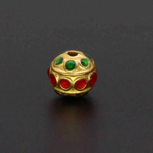 Enamel Zinc Alloy Beads, gold color plated, DIY, 7.7mm Approx 1.5mm [