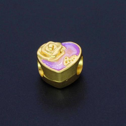 Enamel Zinc Alloy Beads, Heart, gold color plated, DIY Approx 4mm [