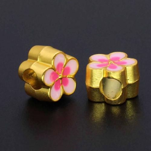 Enamel Zinc Alloy Beads, Flower, gold color plated, DIY Approx 4mm [