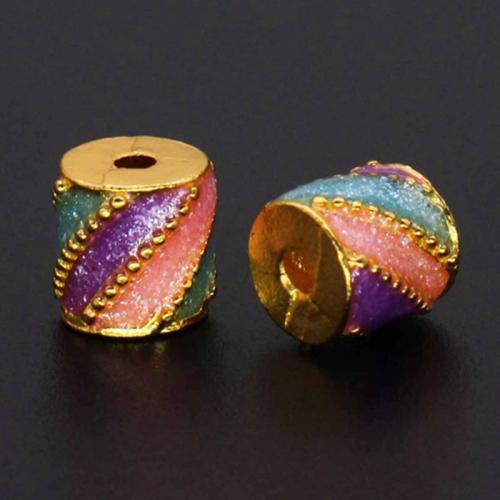 Enamel Zinc Alloy Beads, Column, gold color plated, DIY Approx 2mm [