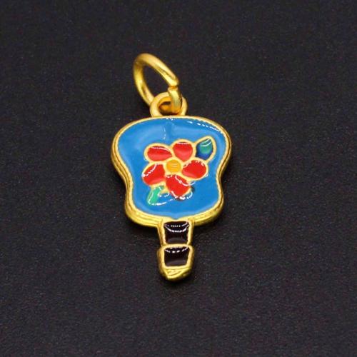 Zinc Alloy Enamel Pendants, gold color plated, DIY [