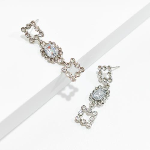 Zinc Alloy Rhinestone Drop Earring, silver color plated, fashion jewelry & with rhinestone, silver color [