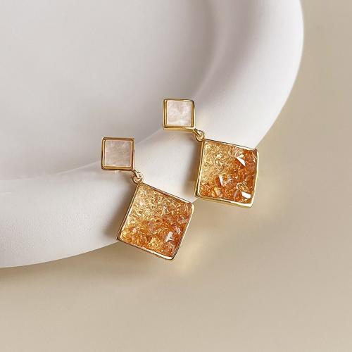 Crystal Drop Earring, Zinc Alloy, with Crystal, gold color plated, fashion jewelry & enamel, golden 