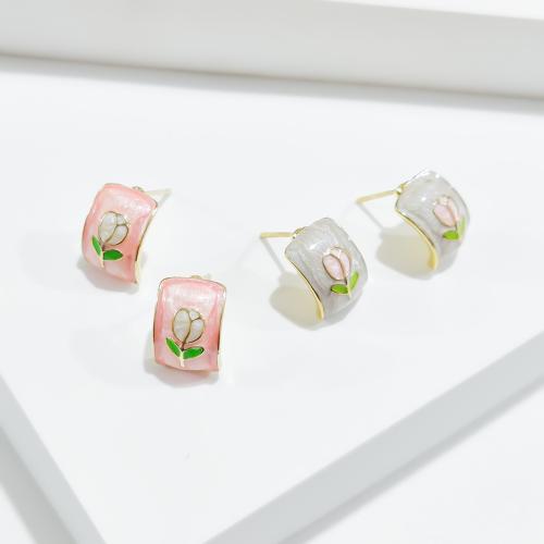 Enamel Zinc Alloy Stud Earring, plated, fashion jewelry 