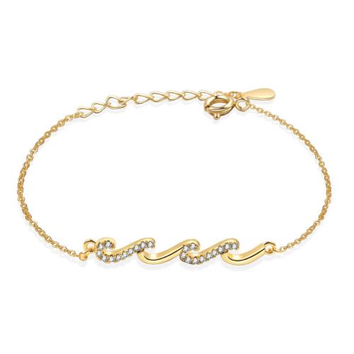 Cubic Zirconia Micro Pave Brass Bracelet, with 3cm extender chain, plated, micro pave cubic zirconia & for woman Approx 16 cm [