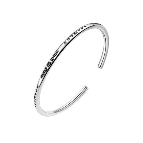 Brass Cuff Bangle, plated, for woman, silver color, Inner Approx 56mm [