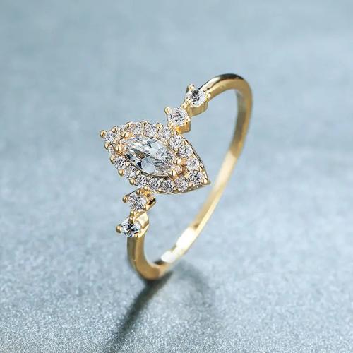 Brass Finger Ring, Horse Eye, gold color plated & micro pave cubic zirconia & for woman, US Ring [