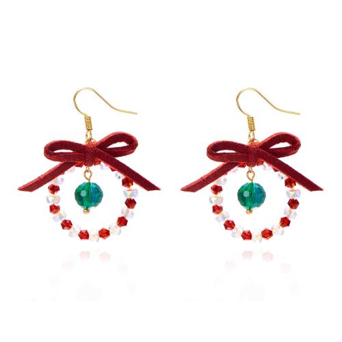 Pendientes de Navidad, Acrílico, con Perlas plásticas, hecho a mano, Diseño de Navidad & Joyería & diferentes estilos para la opción & para mujer, más colores para la opción, Vendido por Par[